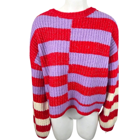 BLANKNYC Good Mood Sweater NEW Striped Pullover Womens XL Red Pink Revolve - Picture 2 of 11